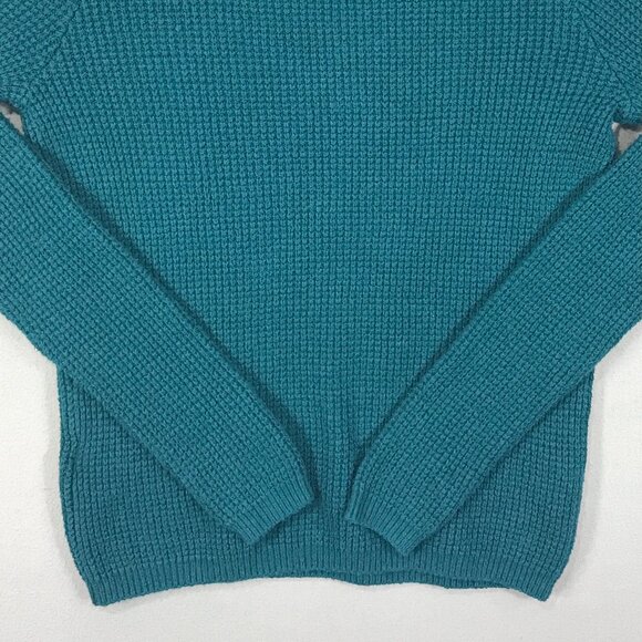 Hollister Sweater Women's Small Green Pullover Turtleneck Waffle Knit Keyhole - Picture 6 of 12